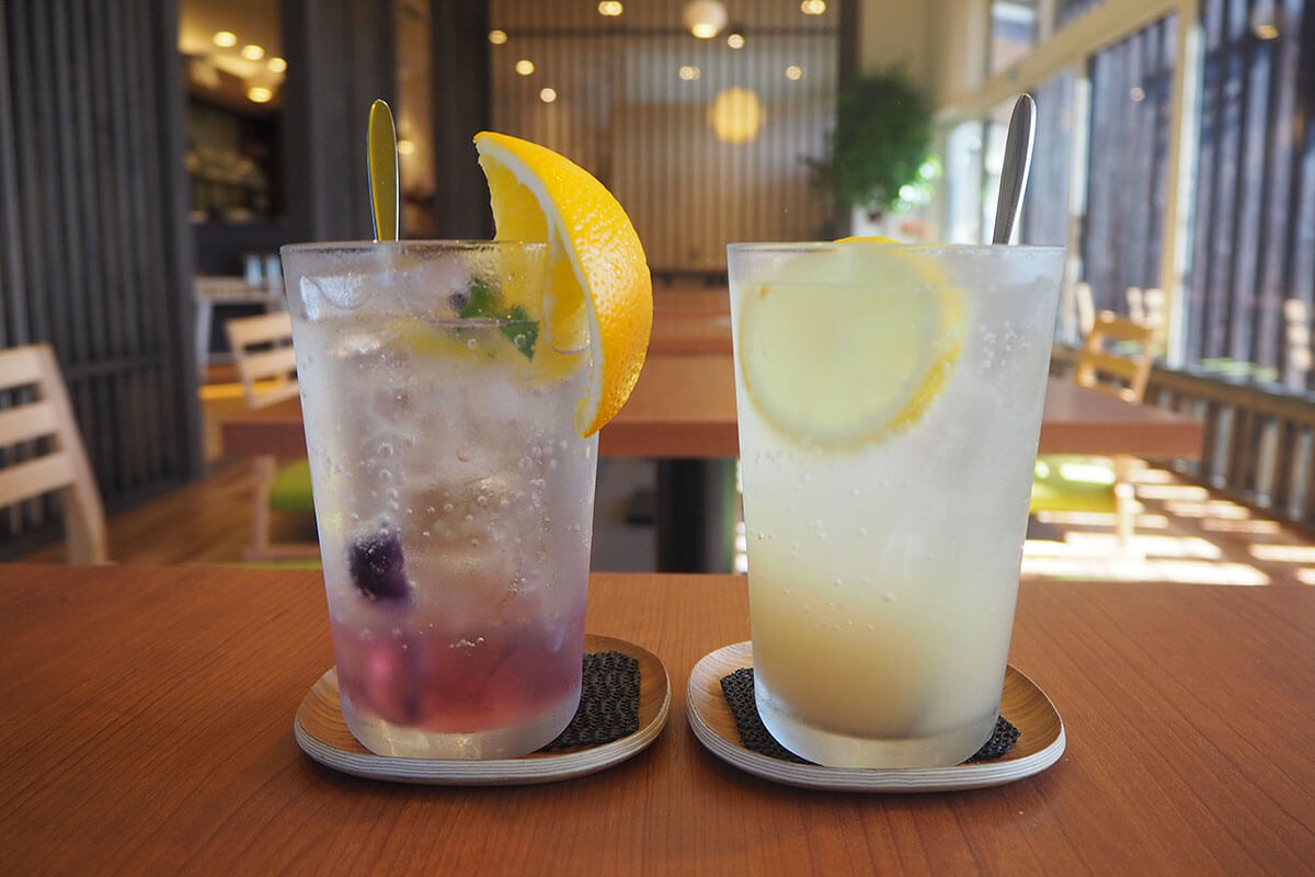 (左)本日の酵素ドリンク420円(右)自家製ジンジャーエール380円 ※税込