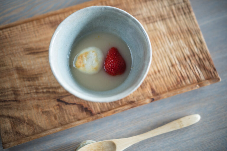 YUGEN's strawberry soup stock and sencha green tea