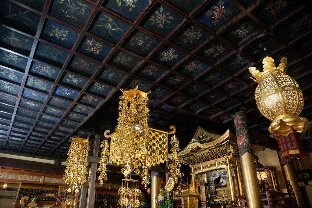 Flower ceiling of Honryuji Temple