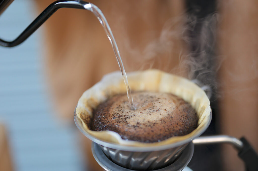 Scene of coffee brewing at coffee stand Sikko