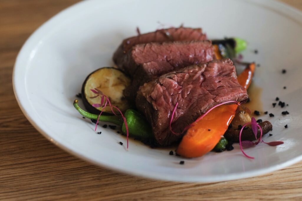 Sautéed Beef Saggar and Seasonal Vegetables Sautéed Boeuf at ESPACE