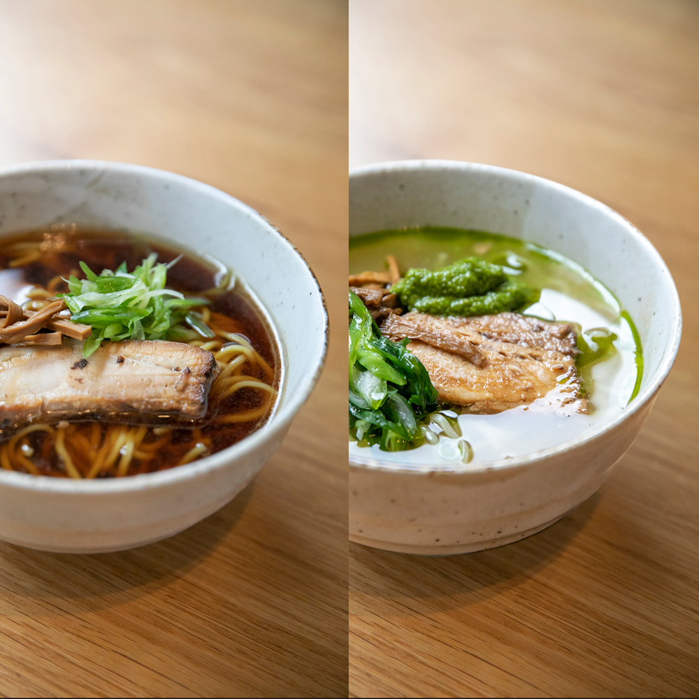 Ristorante Nakamoto Aged soy sauce ramen and Kizugawa green onion salt ramen eating comparison set