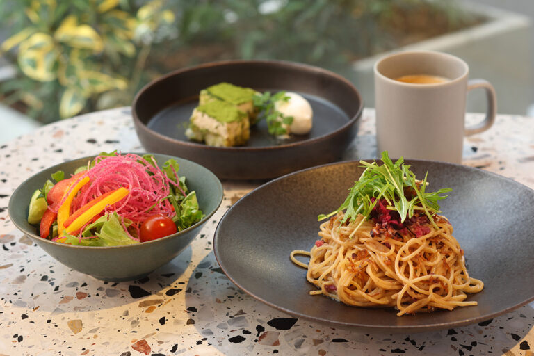 Peperoncino from Together&Co. Lunch set with chirimen sansho, pickled vegetables, and salad with lots of fresh local vegetables