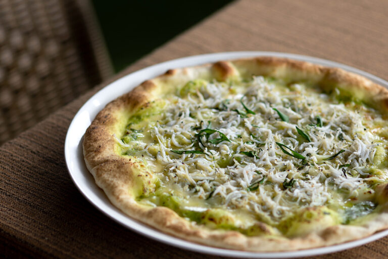 Japanese-style pizza with green onions and shirasu from [Pizza & Karaage Pizza Kara-ya]