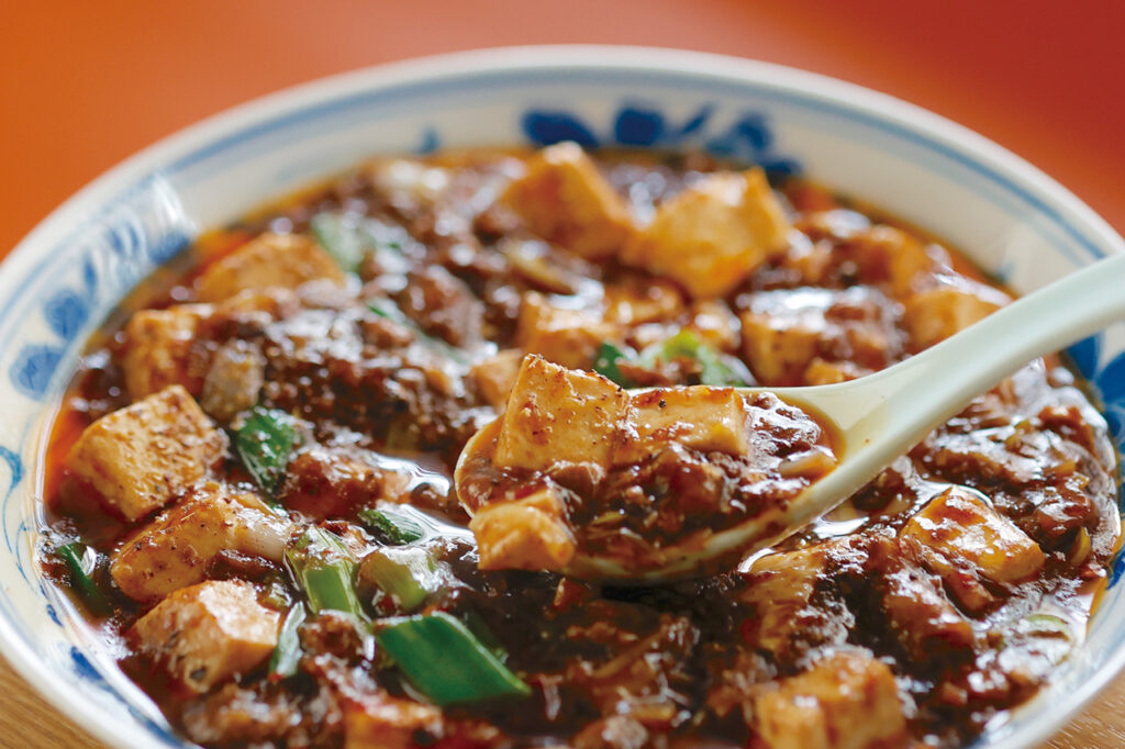 Bean-curd soup seasoned with red pepper