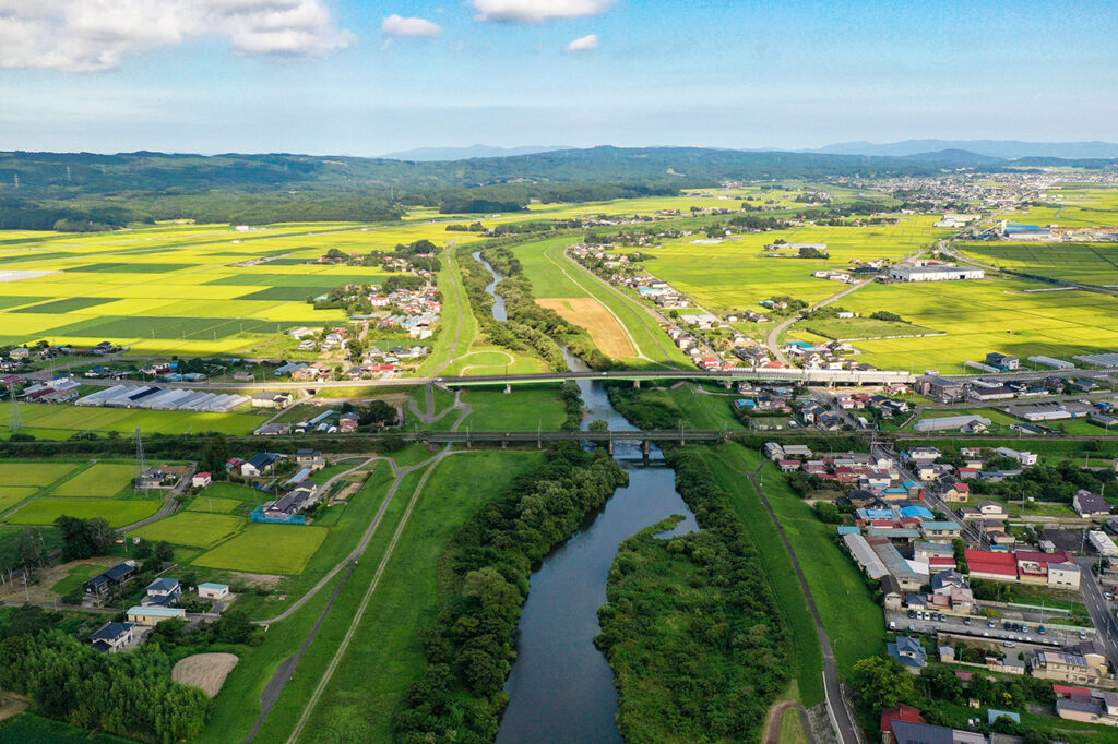 Eoigawa River flowing through Misato Town, Miyagi Prefecture