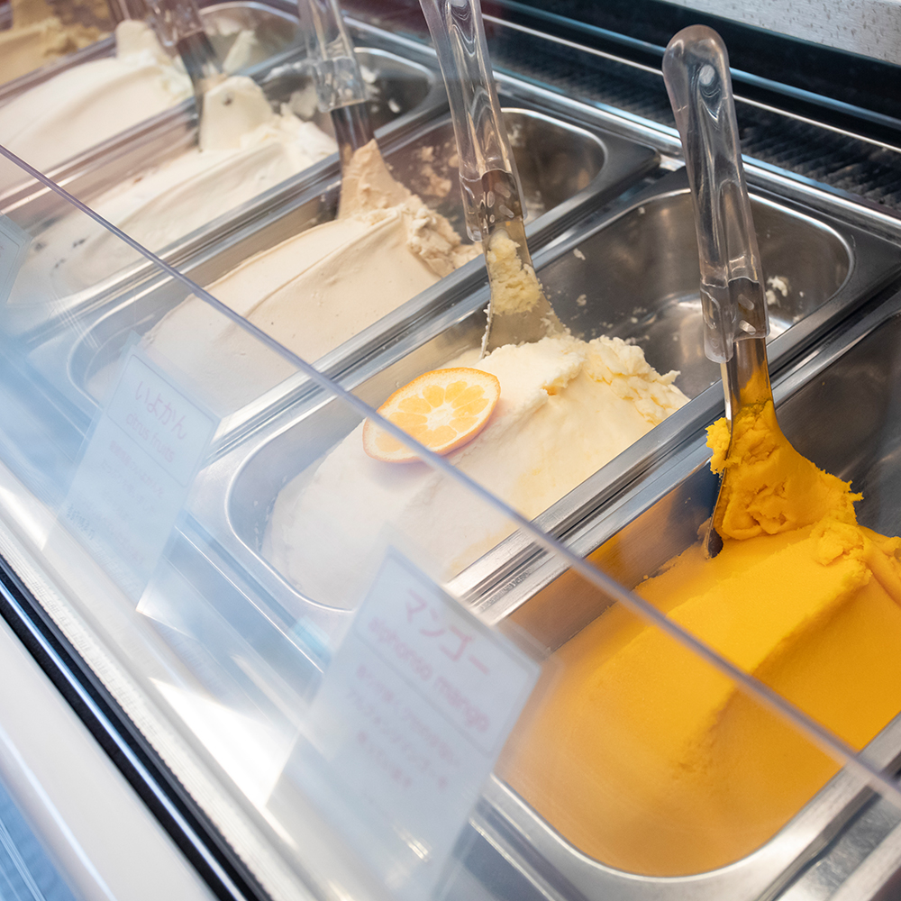 冰淇淋专卖店 Yuwado，一套四种常规和季节性冰淇淋。