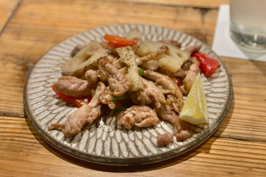 Niev's Stir-Fried Kyoto Red Chicken Sessere with Lotus Root Salt