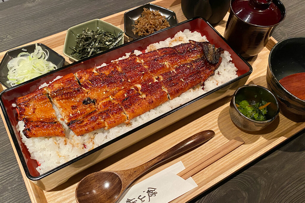 five elements of the Japanese eel and cucumber salad, finely sliced, dressed in sake, soy, and vinegar