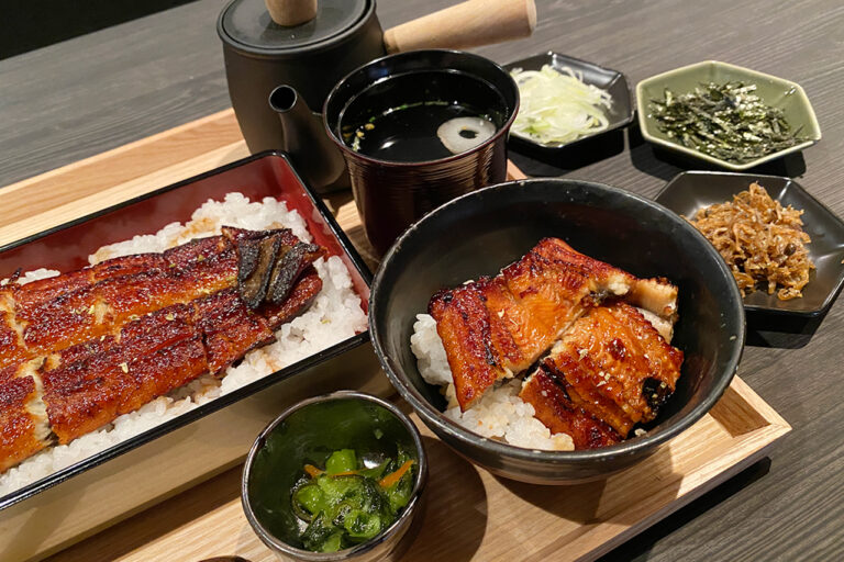 five elements of the Japanese eel and cucumber salad, finely sliced, dressed in sake, soy, and vinegar