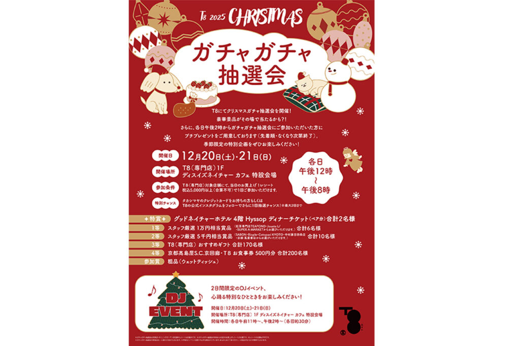 京都髙島屋 S.C.［T8］ “T8 Christmas 2025”　ガチャガチャ抽選会
