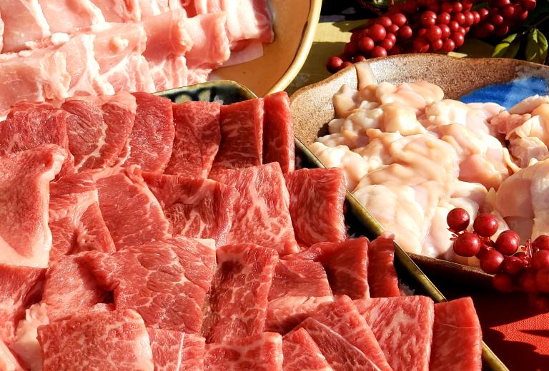 京都嵐山中村屋のボリューム焼肉三昧「牛肉増量」1.2kg満腹セット